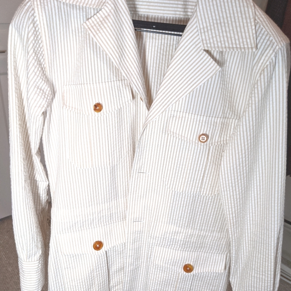 Collaro Co beige seersucker size 34 safari jacket